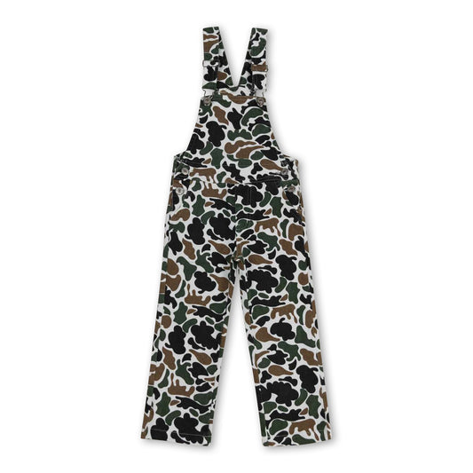 Brown camo hunting denim kids boy overalls