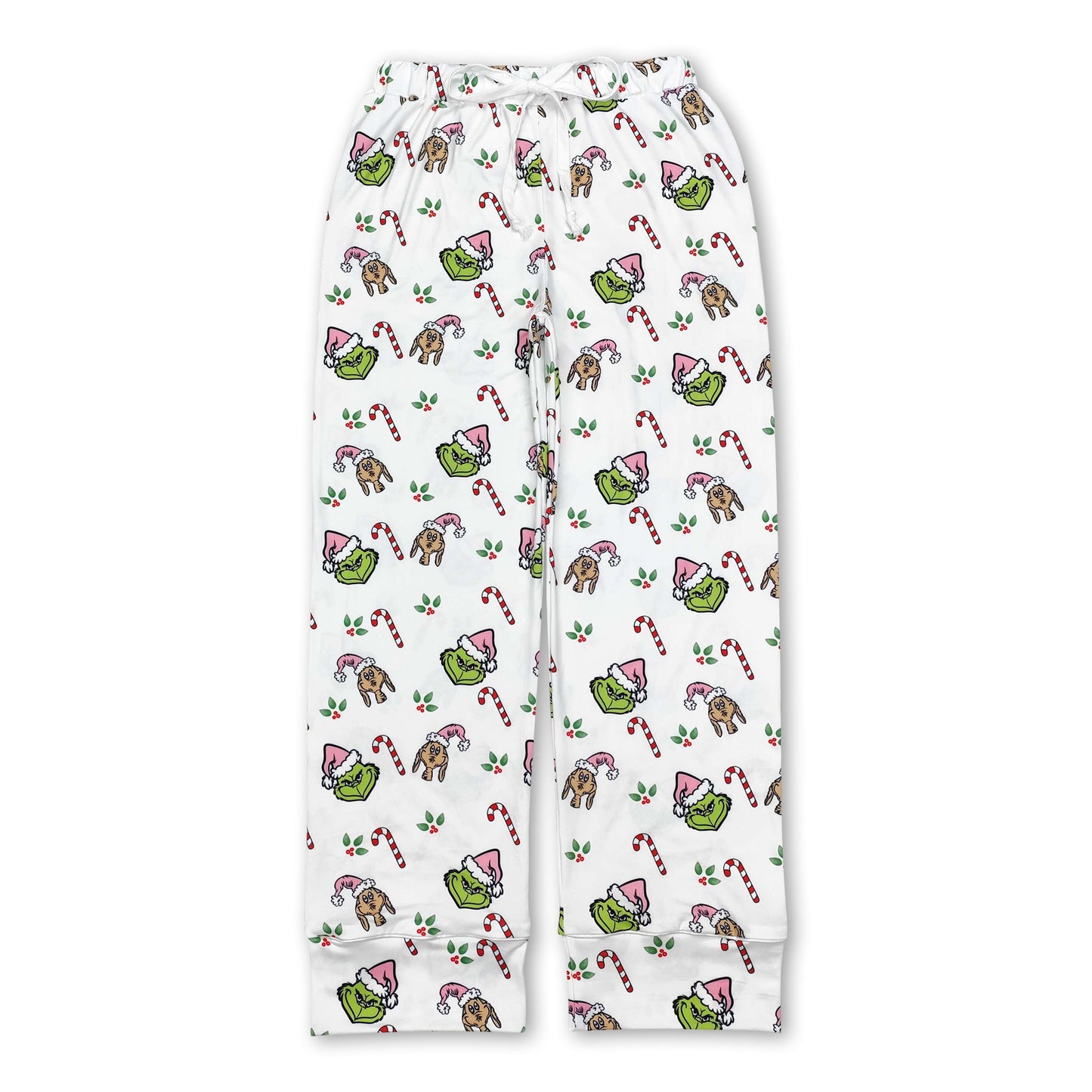 Pink candy cane green face adult women Christmas pants