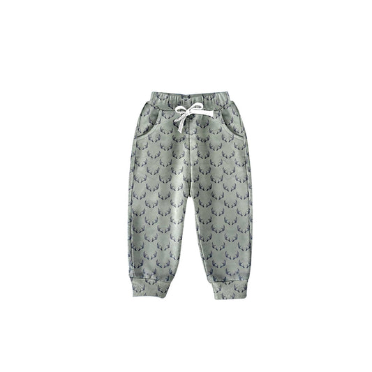 Deer print pocket baby boy fall pants