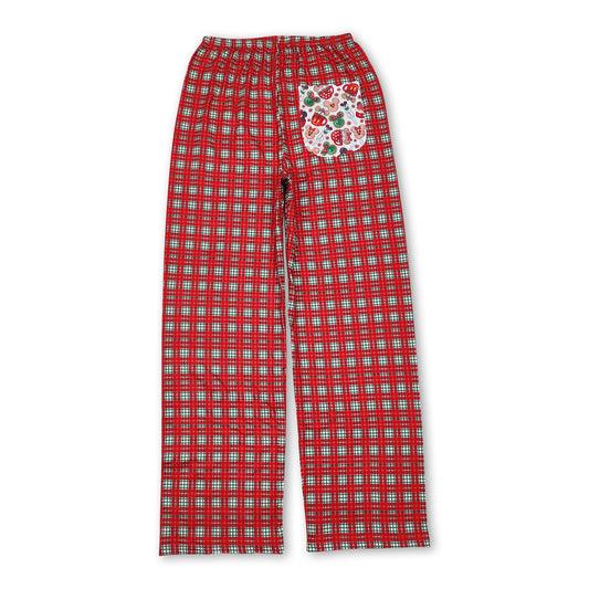 Red plaid mouse Christmas adult women sleepwear bottom