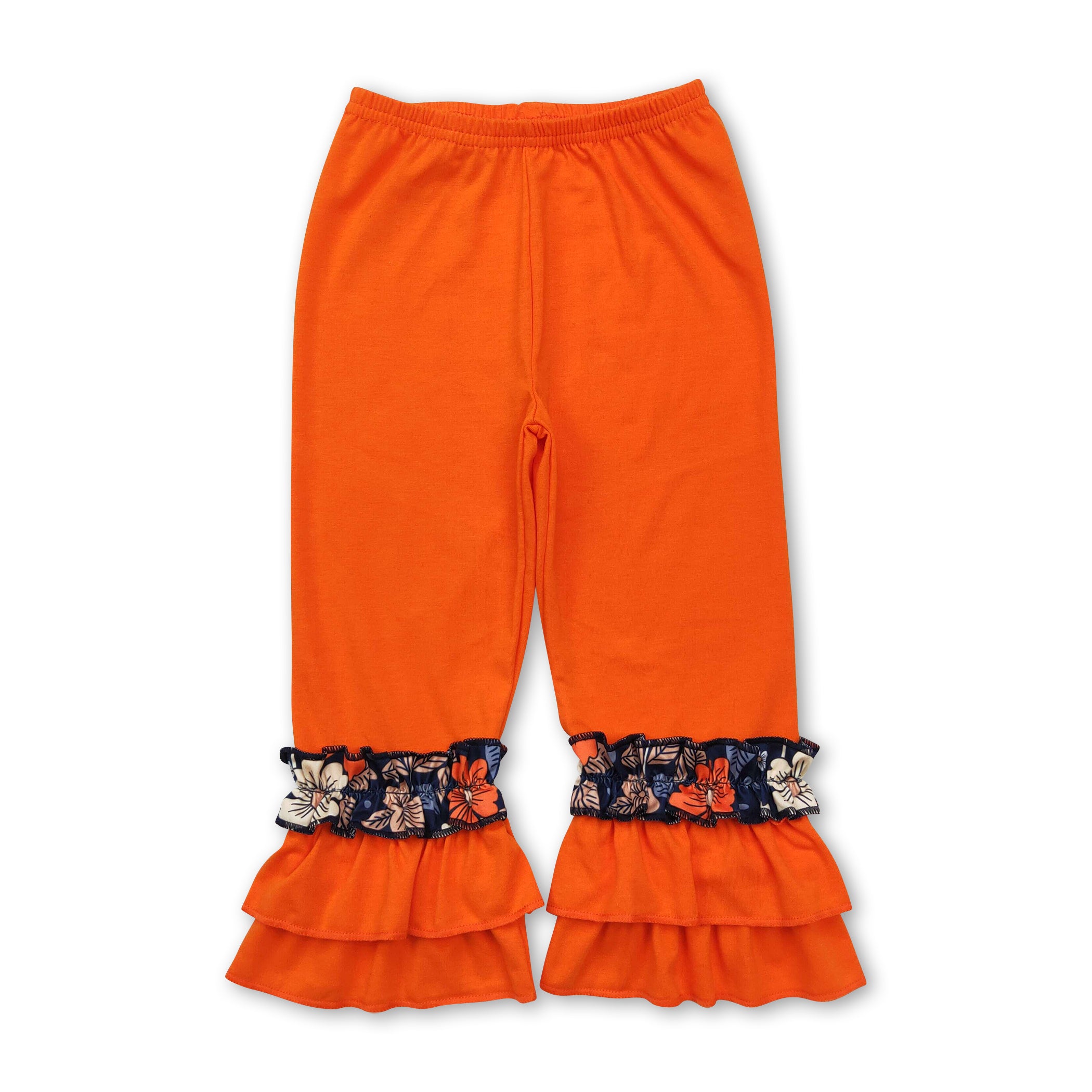 Orange cotton ruffle kids girls fall pants – Western Kids Clothes