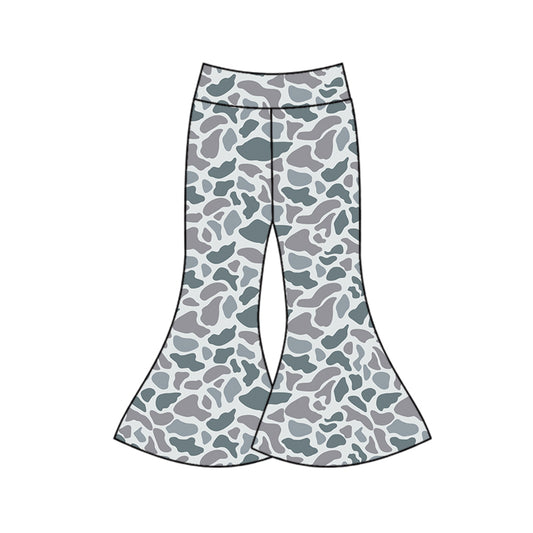 Grey camo kids girls flare pants