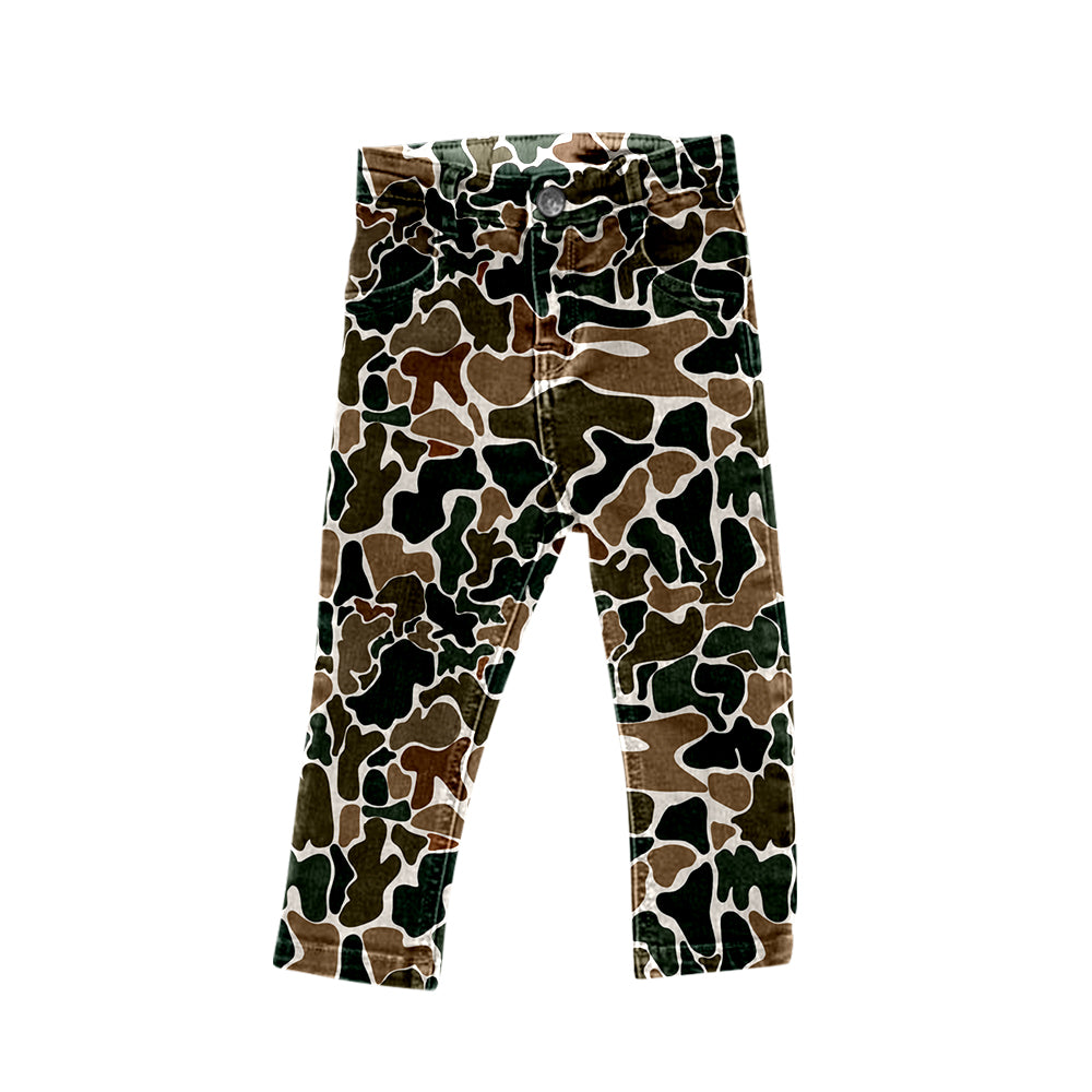 Brown camo hunting kids boys denim pants