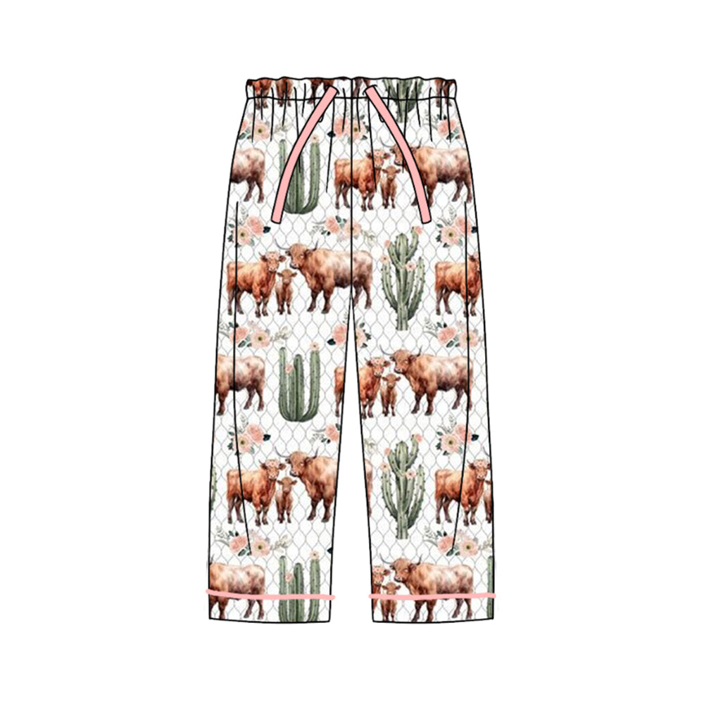 Cactus highland cow adult women sleepwear bottom