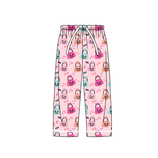 Pink pumpkin basket candy adult women Halloween pants