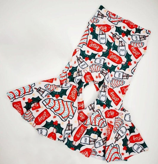 Christmas tree cakes milk kids girls bell bottom pants