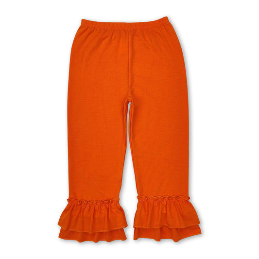 Orange ruffle cotton baby girls fall pants