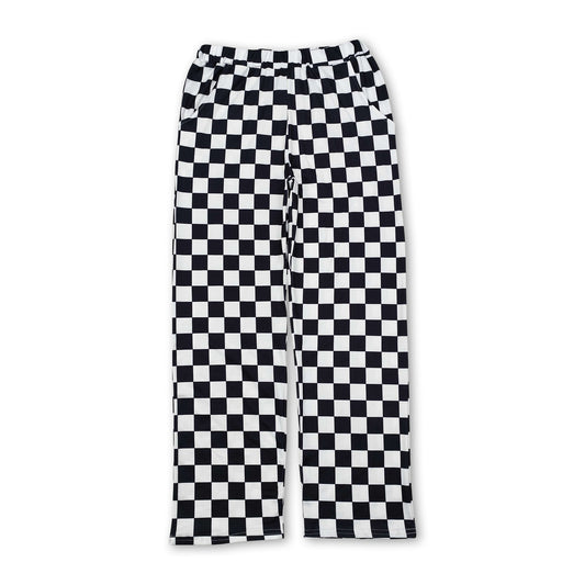 Black plaid adult women pants