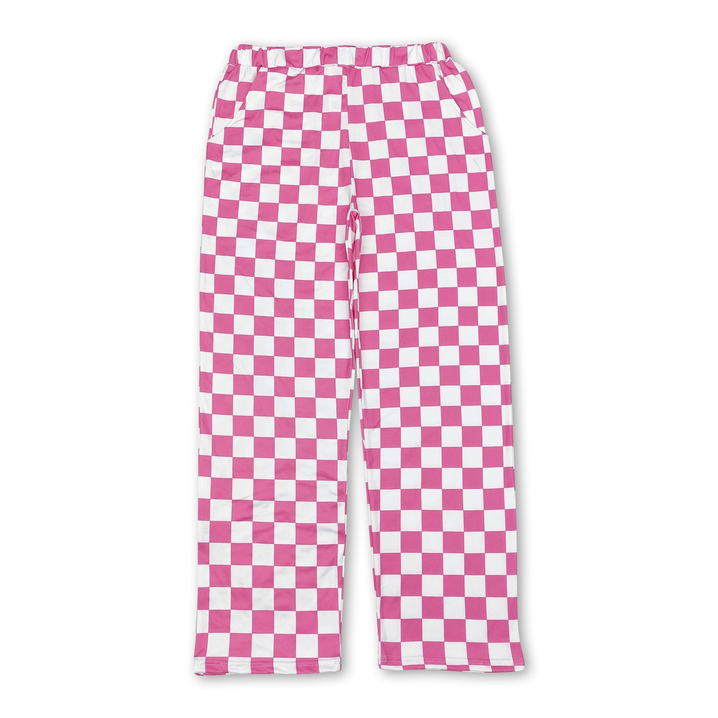 Pink plaid adult women pants