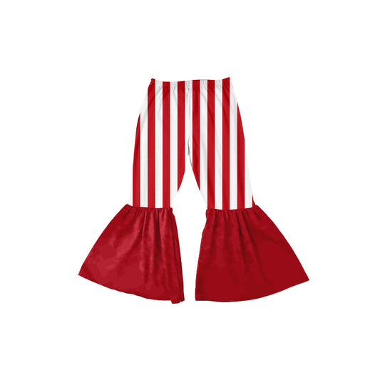 Red stripe bell bottom kids girls Christmas pants