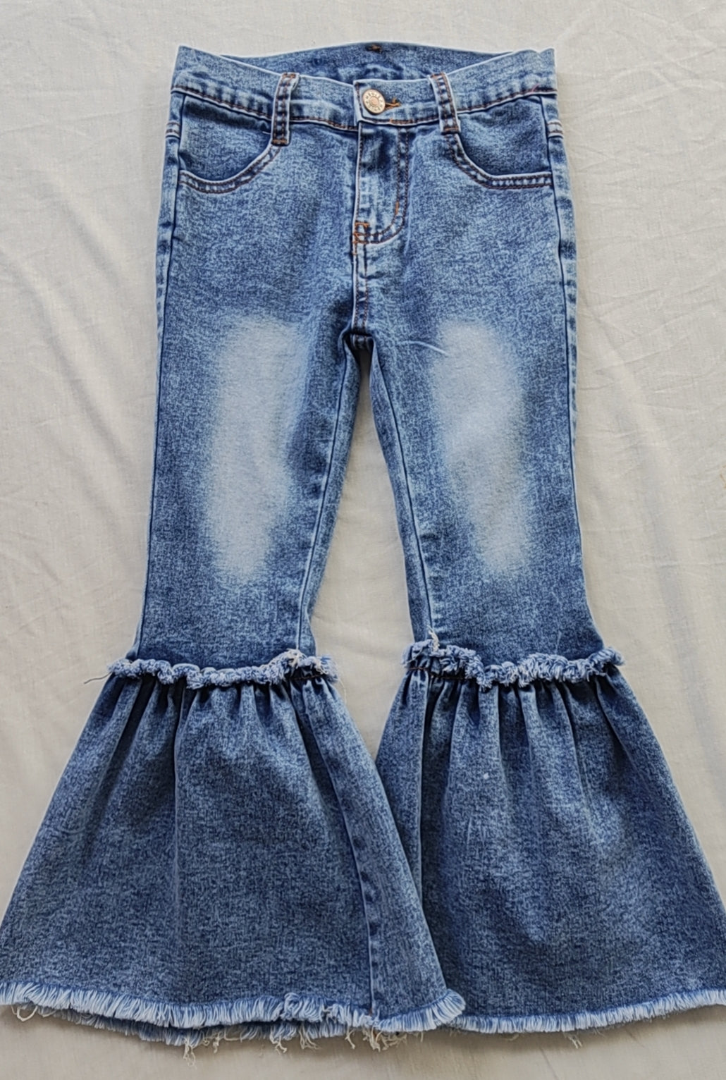 Light blue washed denim pants kids girls jeans