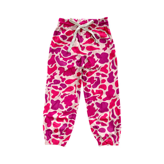 Pink camo elastic waist kids girls pants