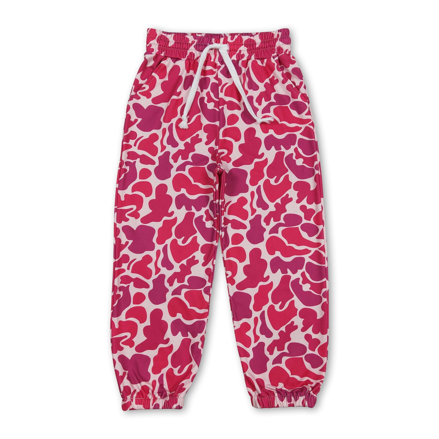 Pink camo elastic waist kids girls pants