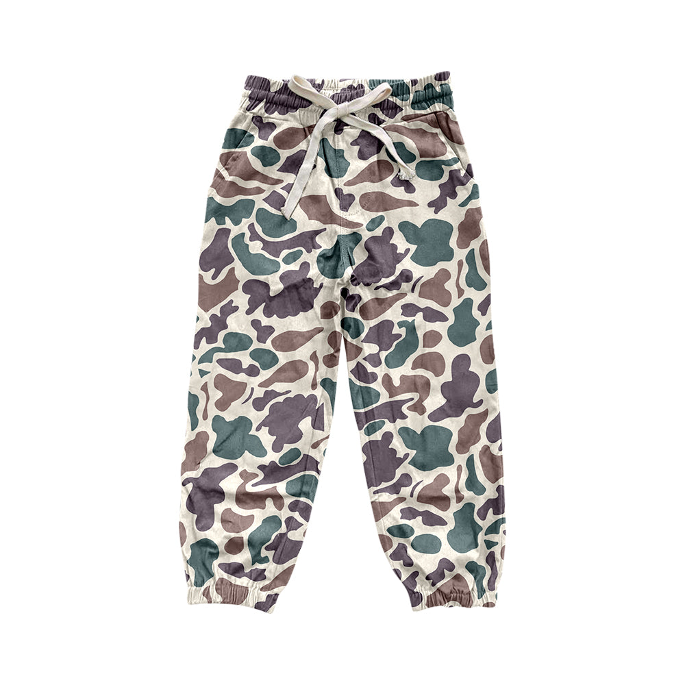 Green camo elastic waist baby kids pants