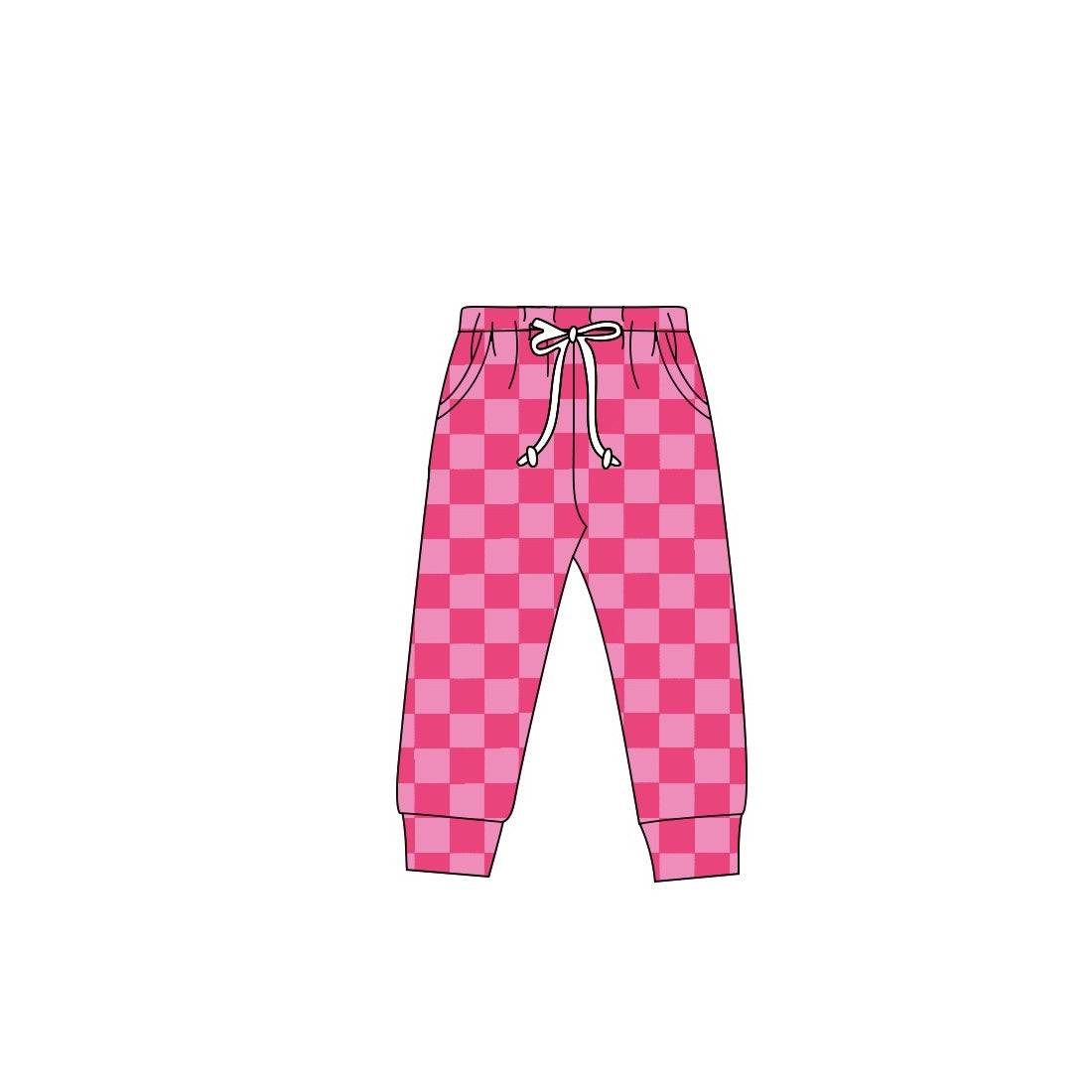 Hot pink plaid baby kids pants