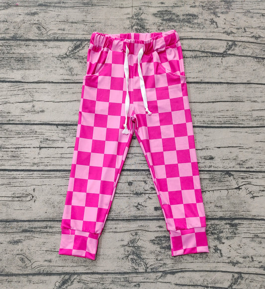 Hot pink plaid baby kids pants