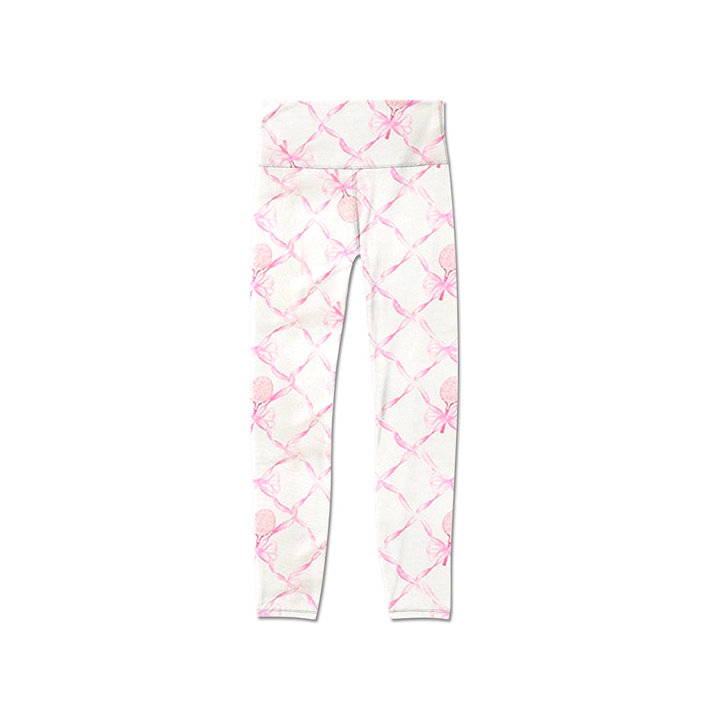 Pink bow floral high waist baby girls yoga leggings