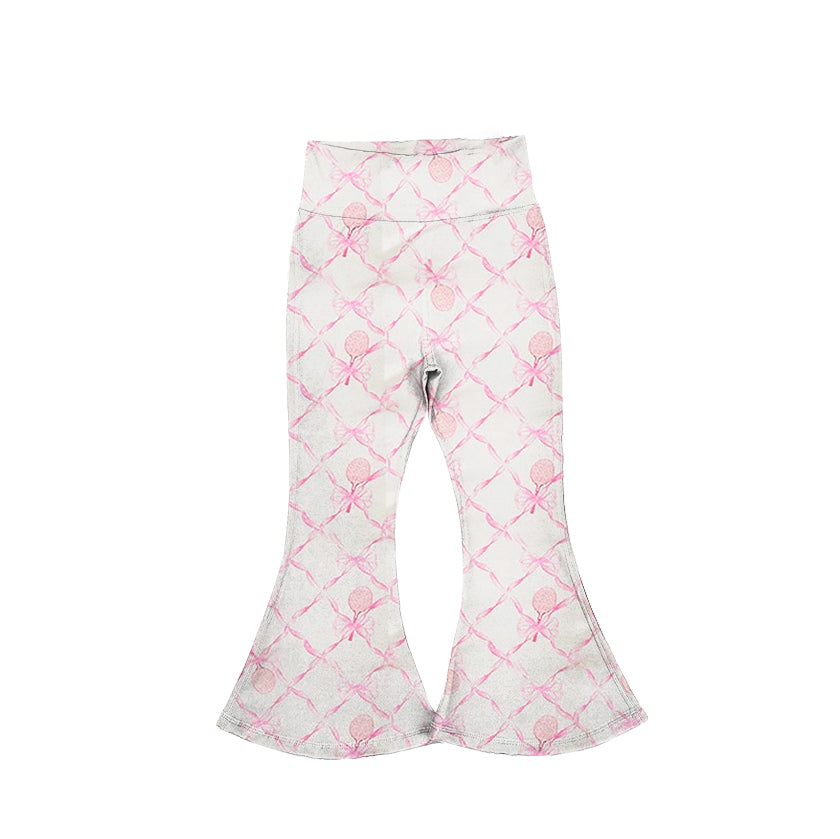 Pink bow floral baby girls yoga bell bottom pants