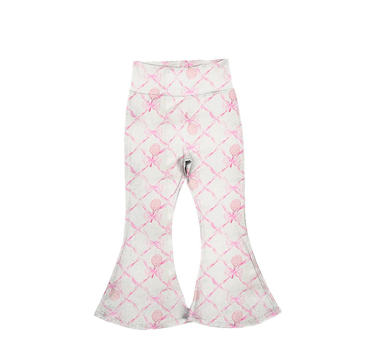 Pink bow floral baby girls yoga bell bottom pants