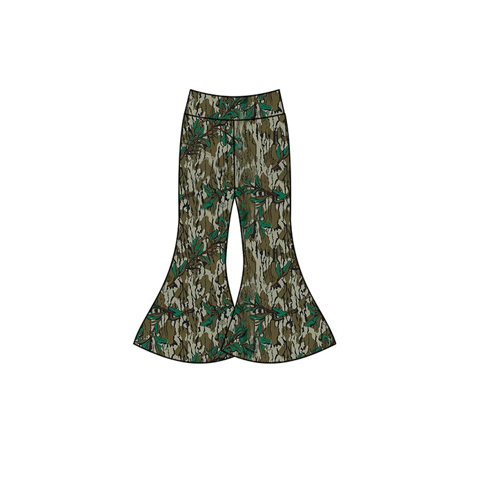 Bottomland camo leaves girls yoga bell bottom pants