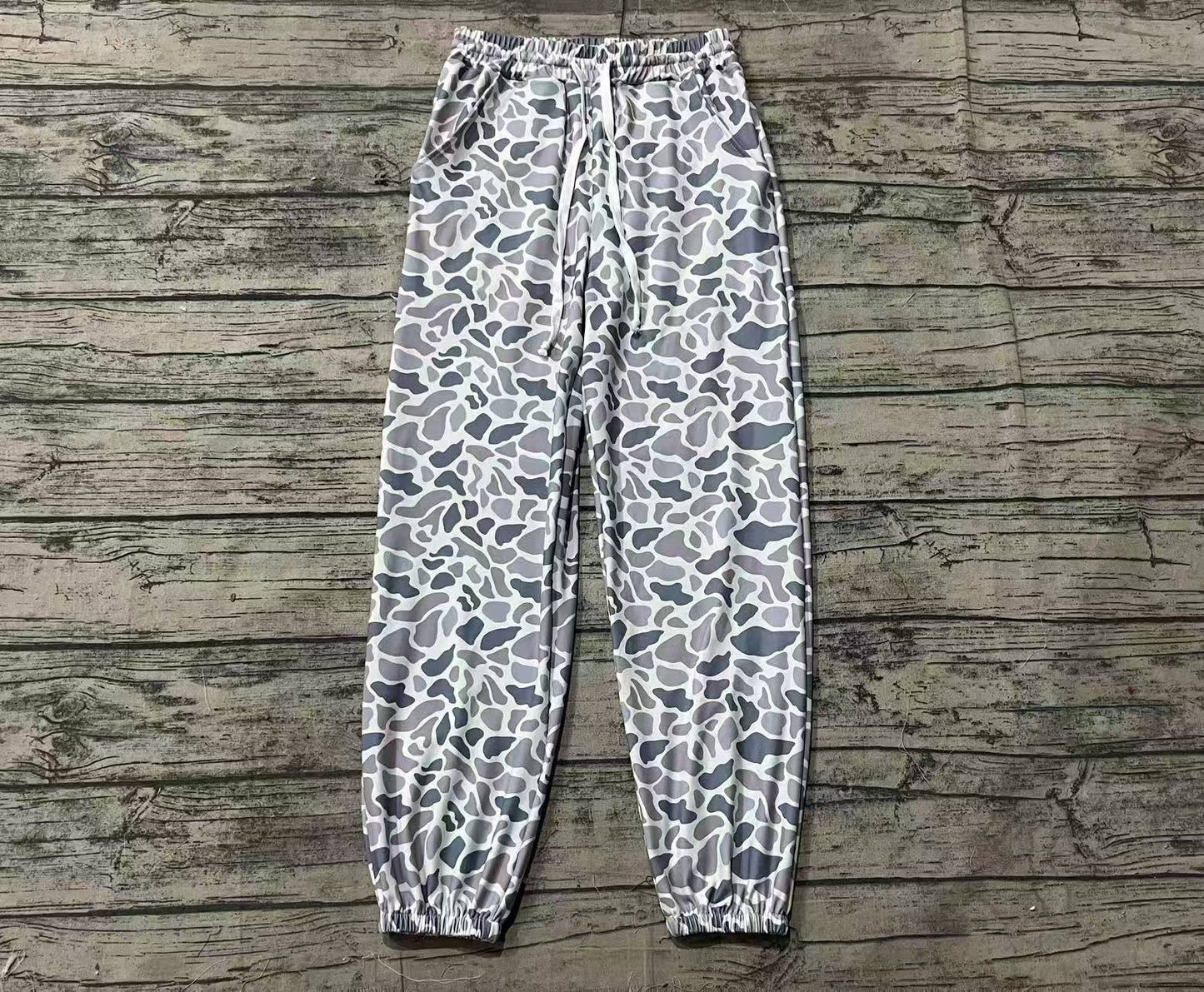 Grey camo adult women pocket pants