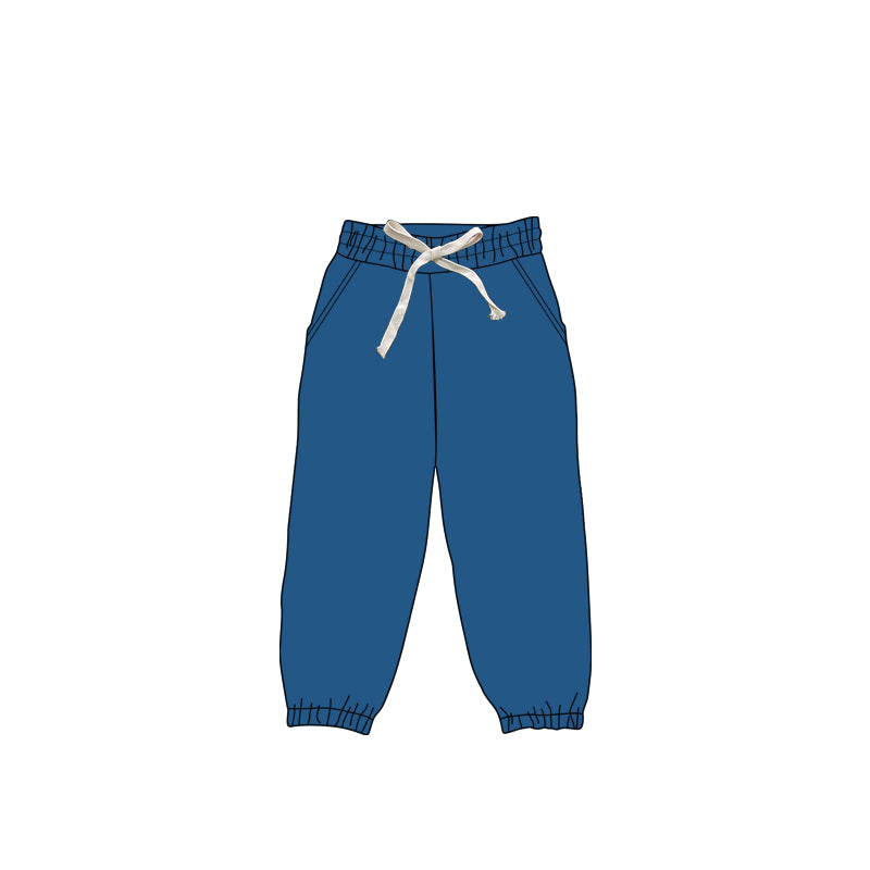 Blue pockets elastic kids girls joggers