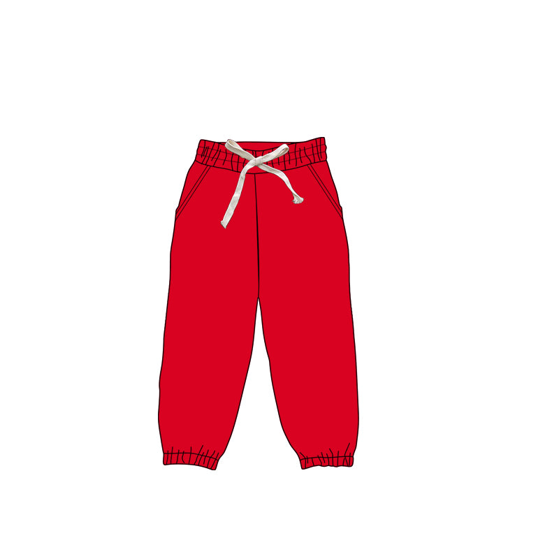 Red pockets elastic kids girls joggers