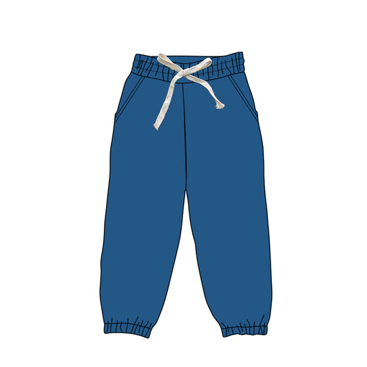 Blue pockets elastic adult women joggers