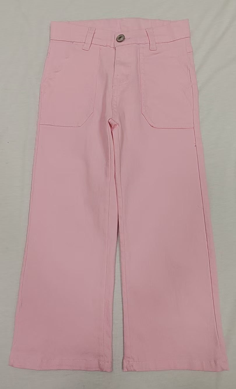 Pink pockets denim pants kids girls jeans