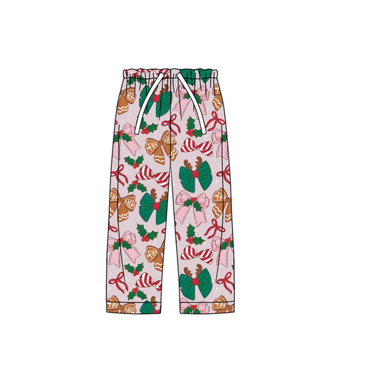Gingerbread deer bow adult women Christmas pants