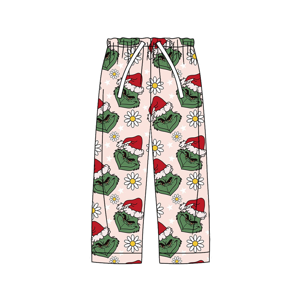 Floral green face Christmas hat adult women pants