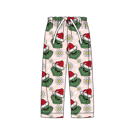 Floral green face Christmas hat adult women pants