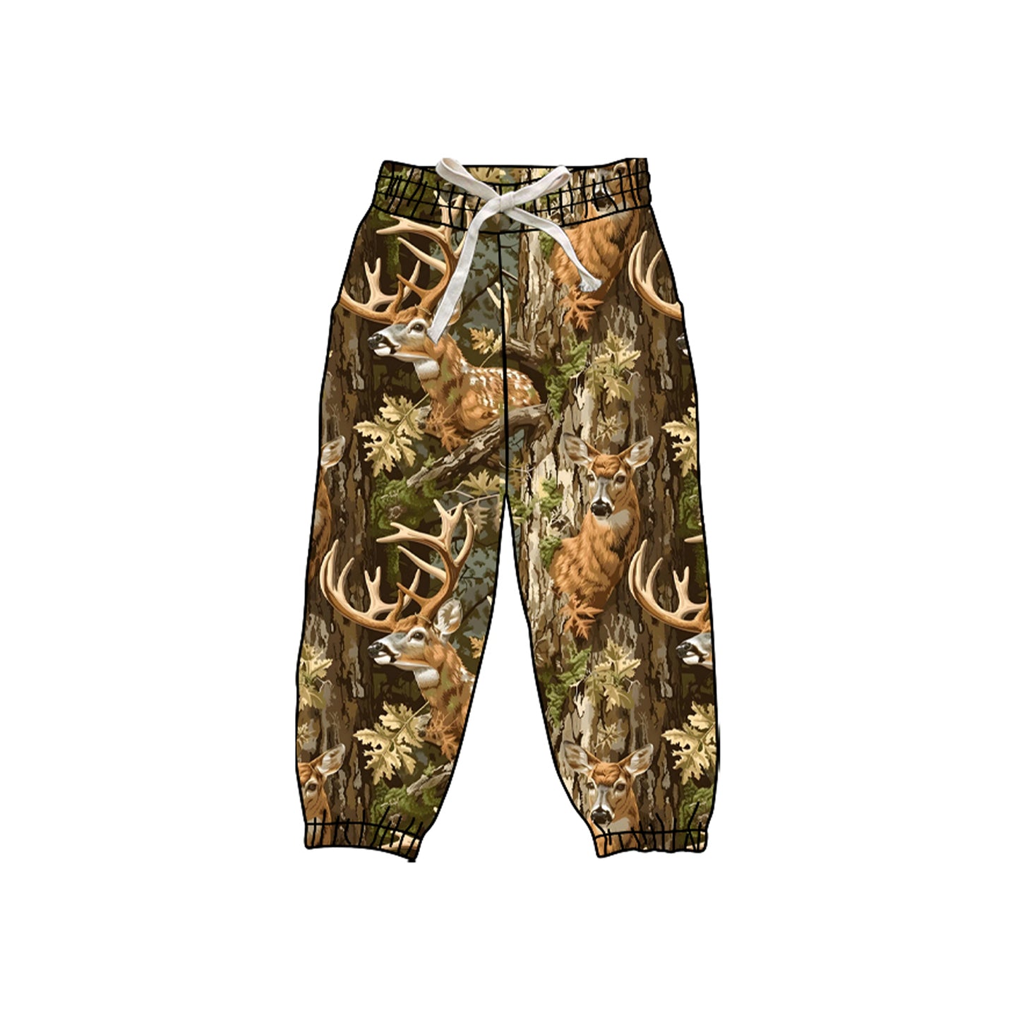 Deer camo hunting baby kids elastic waist pants