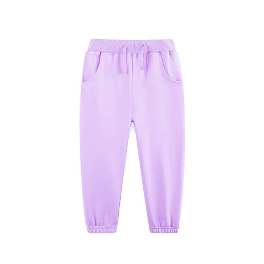 purple solid baby kids elastic waist pants