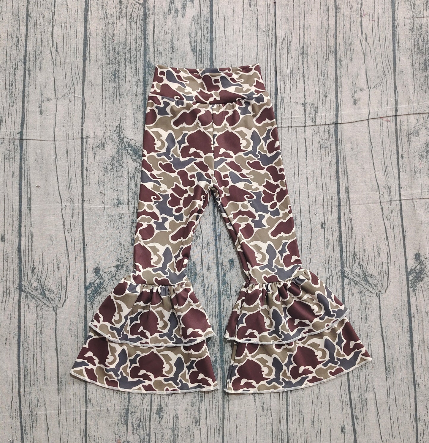 green camo kids girls yoga pants