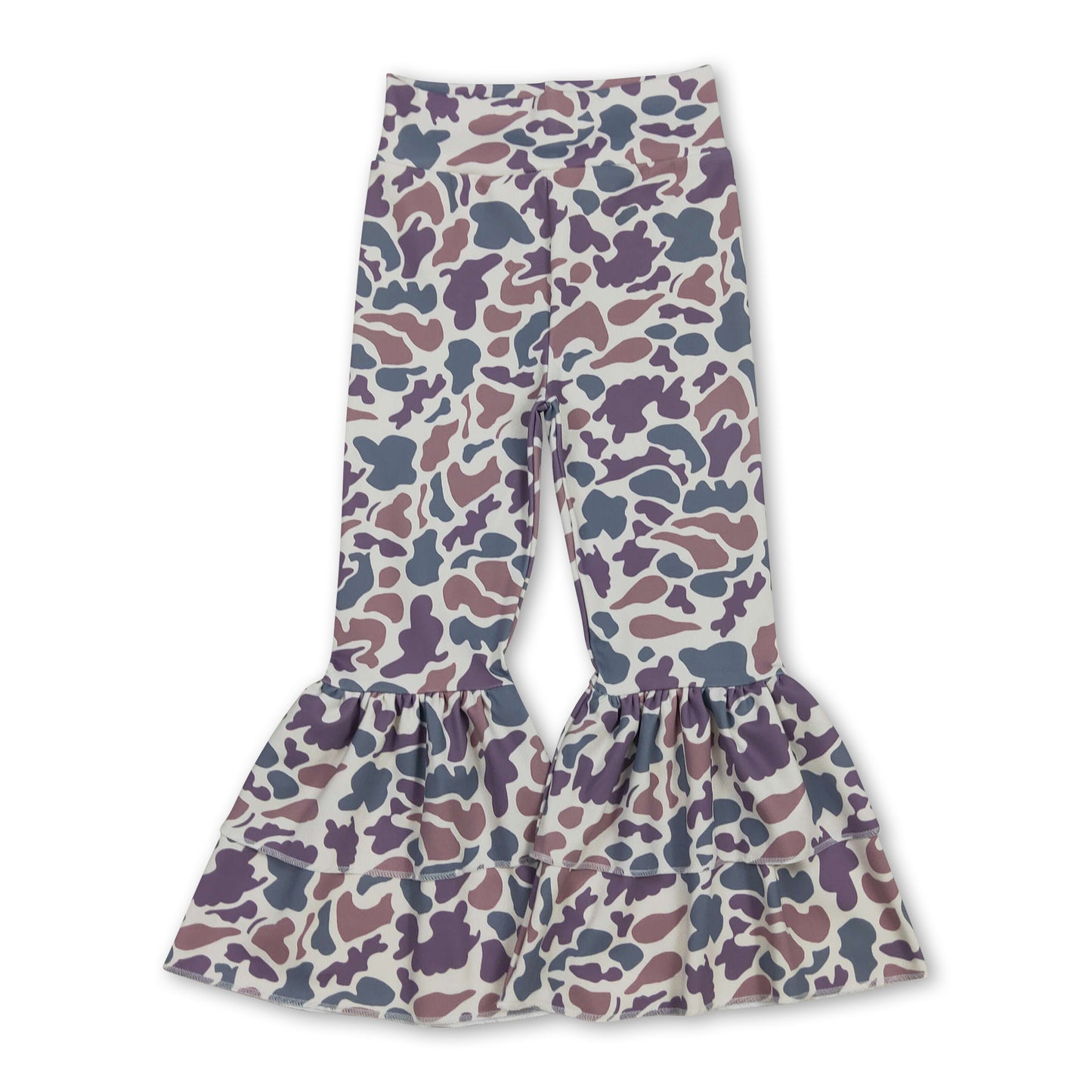 Camo double ruffle kids girls active yoga pants