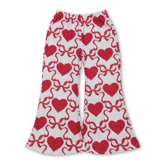 Red bows heart baby kids elastic waist valentine's pants