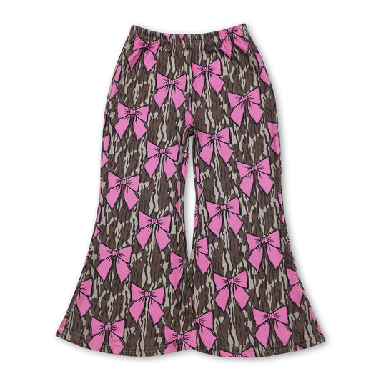 pink bows baby kids elastic waist camo pants
