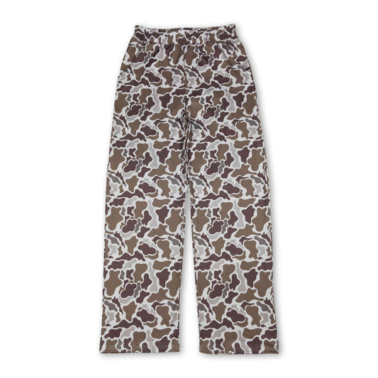 Elastic waist pockets camo adult women pants