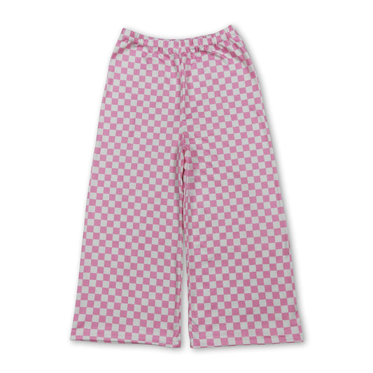 Pink plaid cute kids girls pants