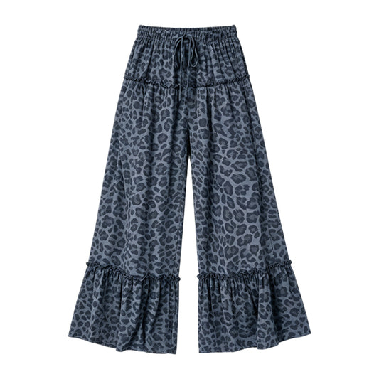 Black leopard patchwork adult women pants
