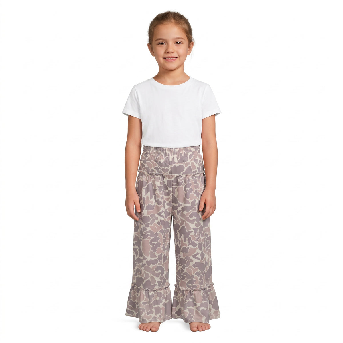 Khaki camo patchwork kids girls fall pants