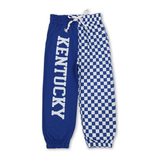 Blue U K plaid patchwork kids boys team pants