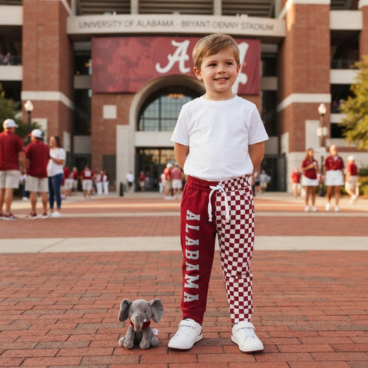 A plaid patchwork kids boys team pants