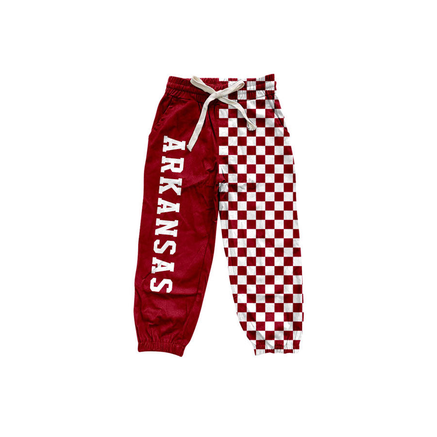 Plaid patchwork pockets kids boys team pants