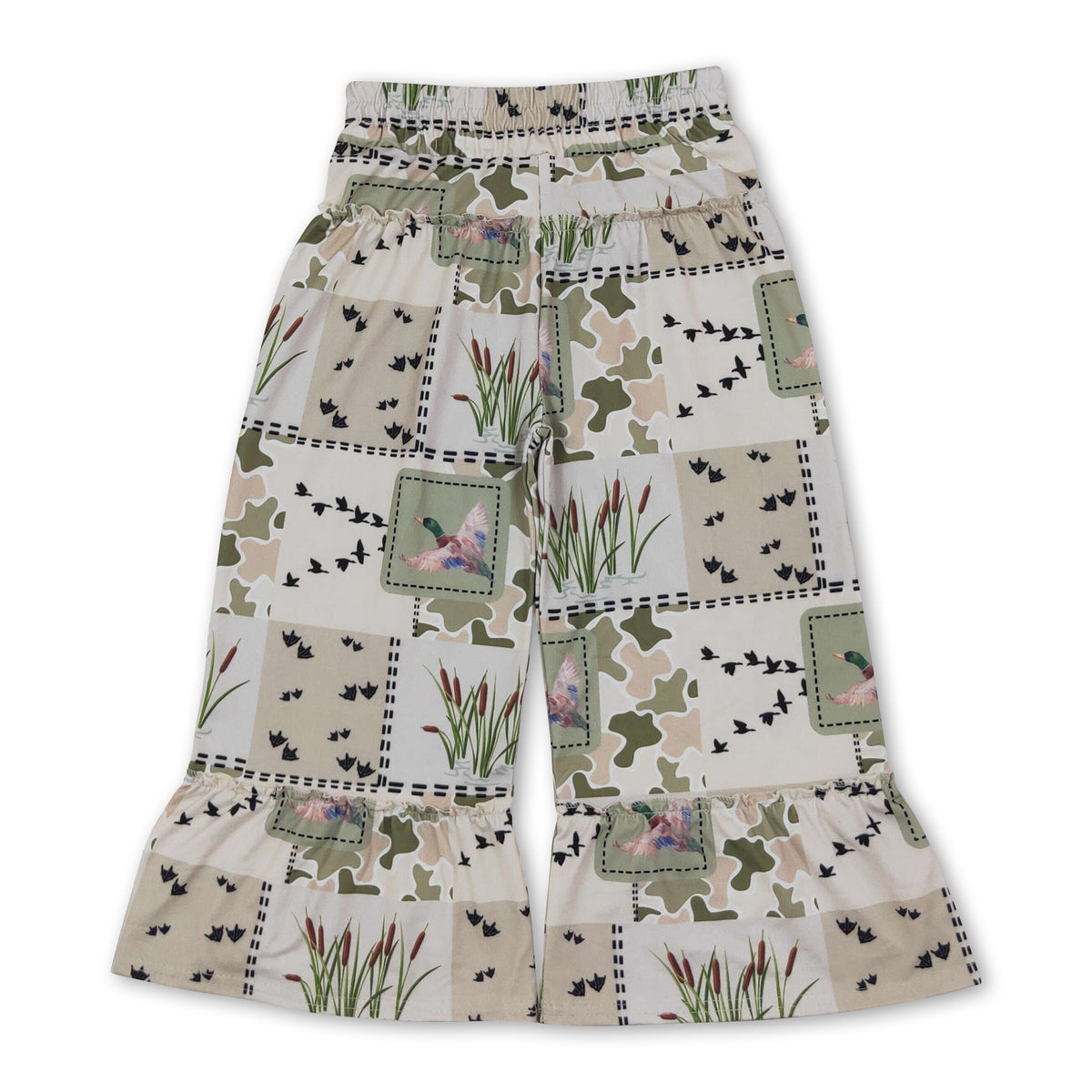 Duck camo patchwork kids girls ruffle pants