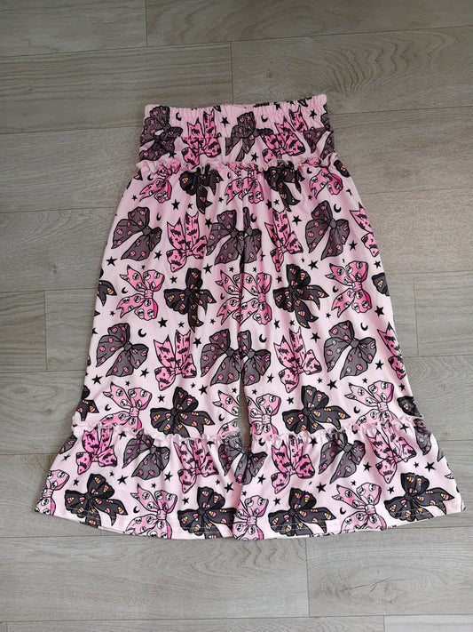 Candy corn bat pink patchwork girls Halloween ruffle pants