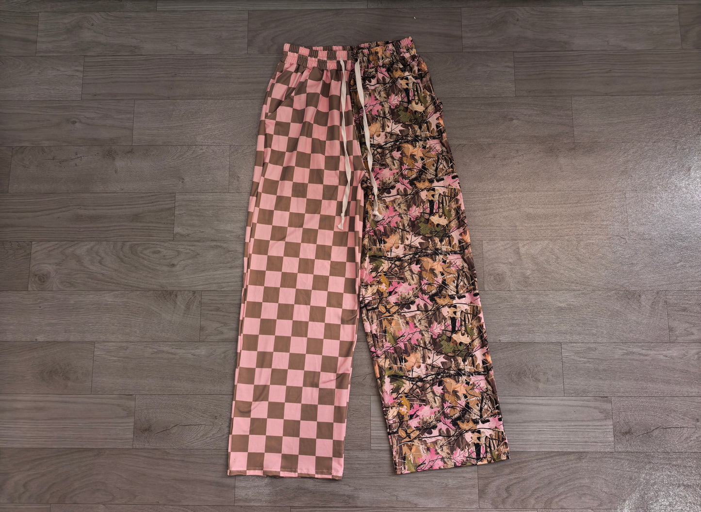 Pink plaid camo adult women fall pants