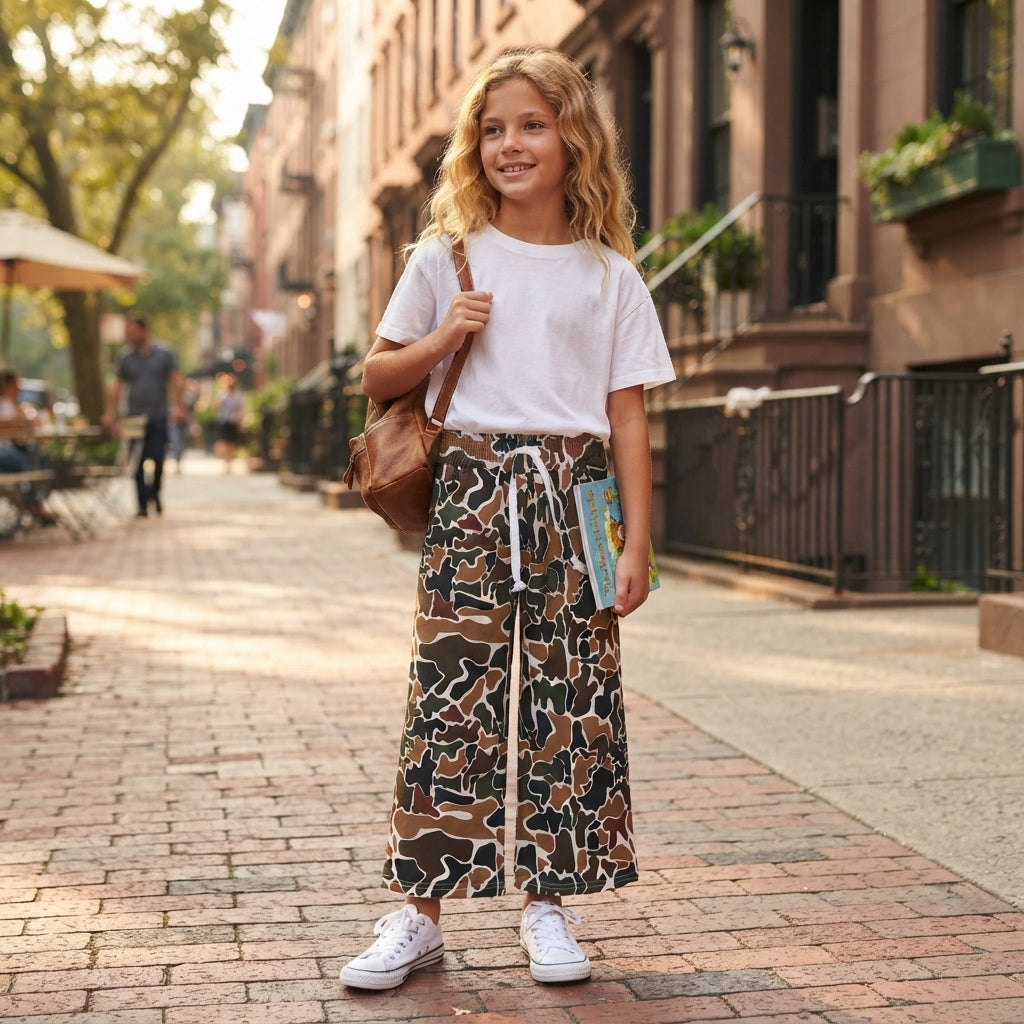 Brown camo hunting kids girls active wear pants