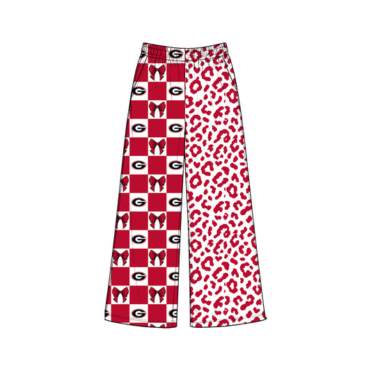 G red bow plaid leopard adult women team pants